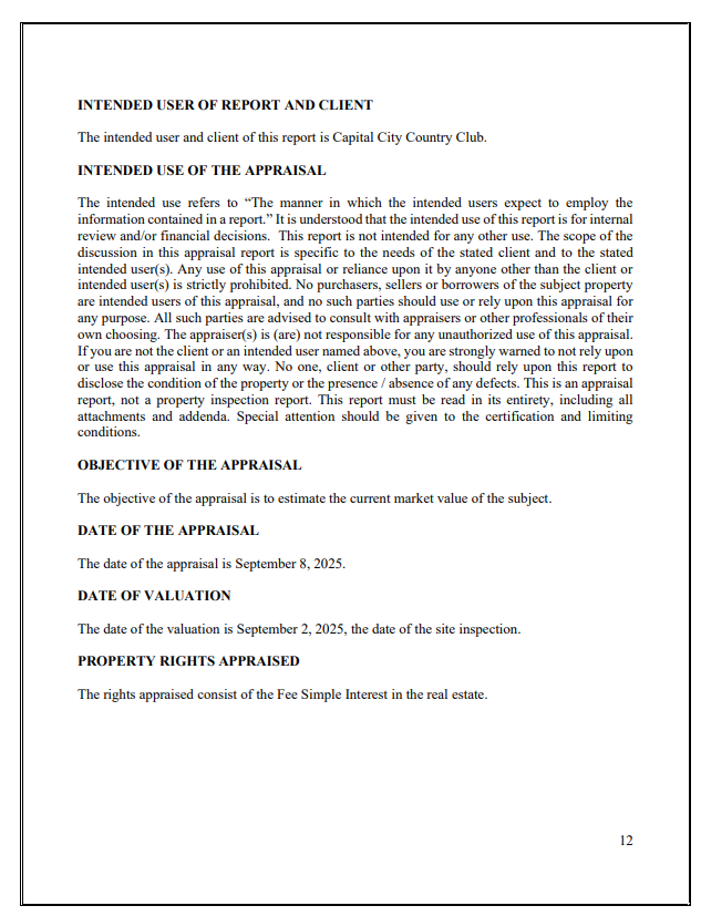 Bell, Griffith & Associates, page 12 intended use 