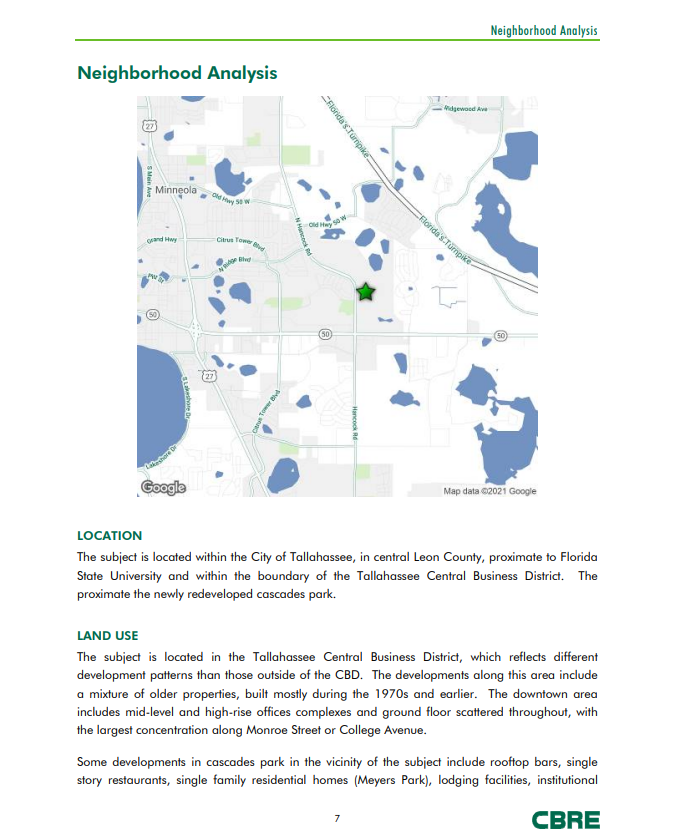 Page 7 on CBRE report depicts the city of Minneola FL 